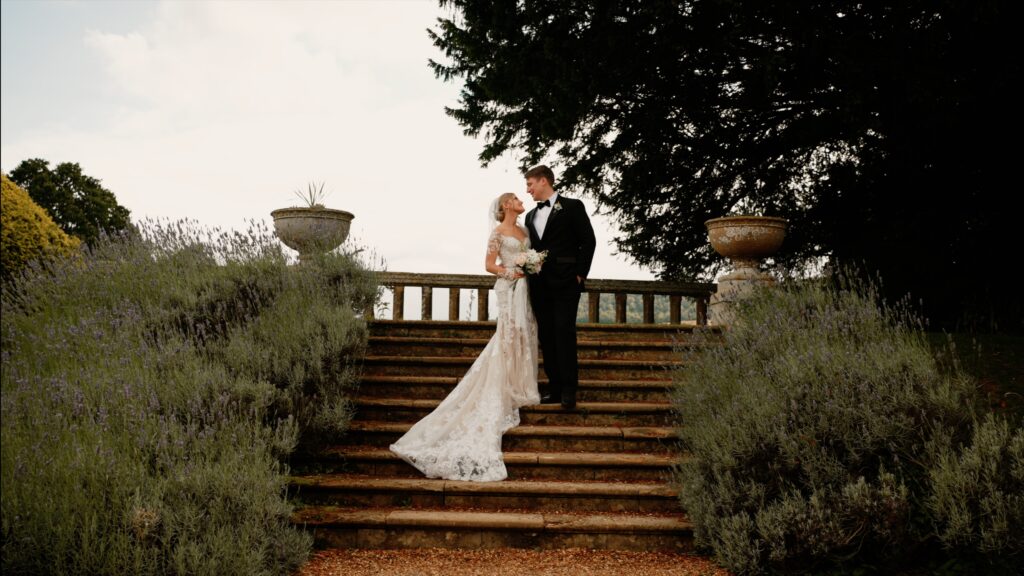 a bride and groom at sudeley castle