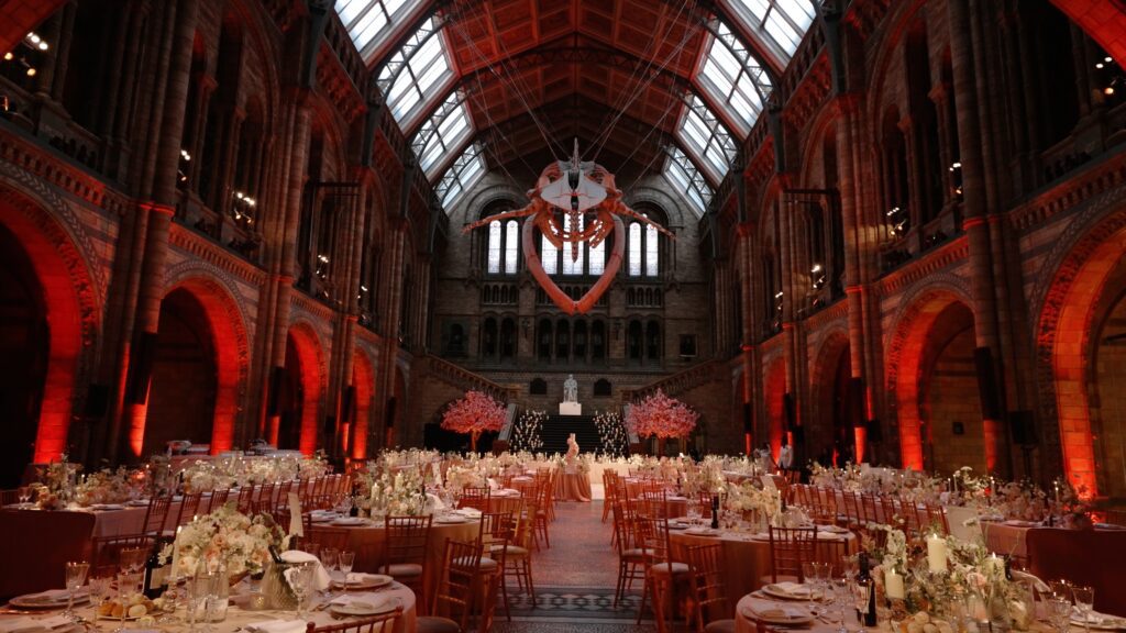 wedding at the natural history museum in Hintze Hall
